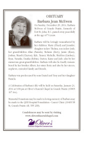 Barbara Jean McEwen obituary