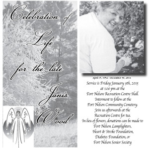 Celebration of life Janis Wood