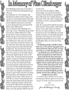 In Memory Vina Ollenberger