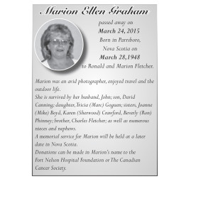 Marion Graham Obit